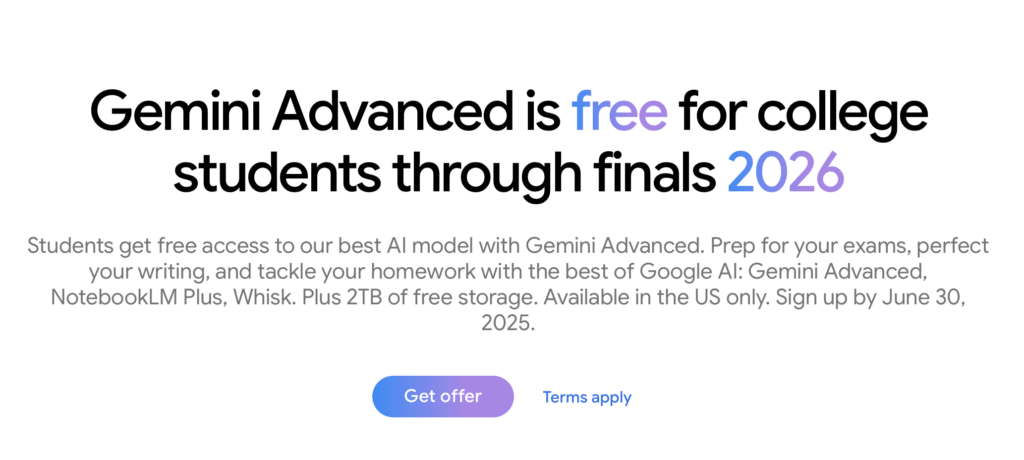 Google AI Gemini Advanced 학생 무료 프로모션 신청 방법